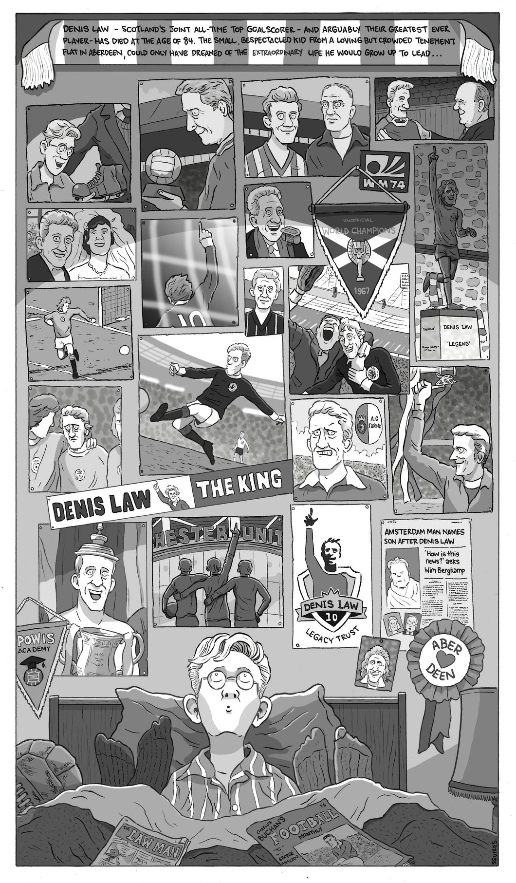 'Denis Law' - Signed A3 Print